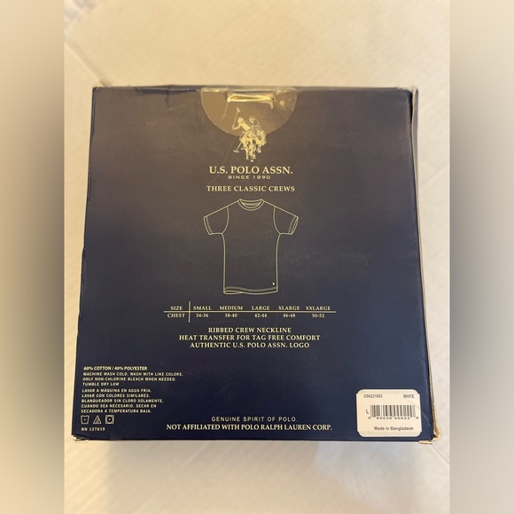 U.S Polo Men’s 3 Classic Fit Crews Neck Tee White & Pj pants Beige/Blk Large - Picture 8 of 9